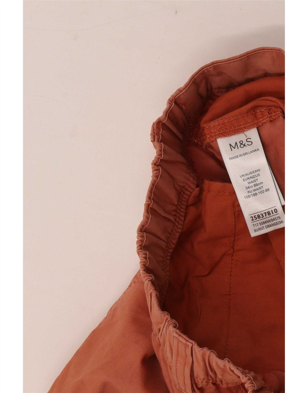 Marks & Spencer Pantalones cortos chinos para hombre W34 Algodón naranja grande