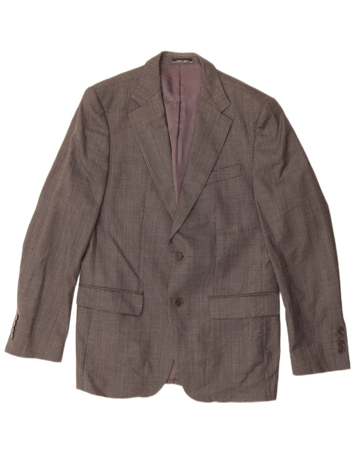 ZARA Chaqueta tipo blazer de 2 botones para hombre EU 50 Viscosa de pata de gallo gris medio