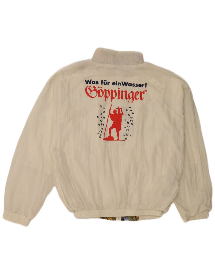 VINTAGE Mujer Gráfico Chándal Top Chaqueta Reino Unido 16 Grande Off White