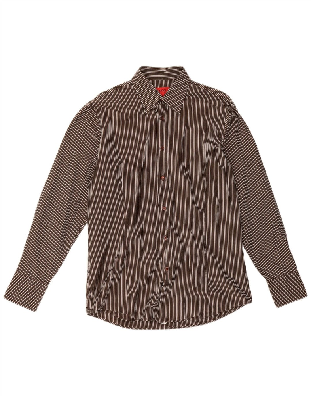 Camisas HUGO BOSS Hombre | Camisa de algodón con rayas diplomáticas marrón medio