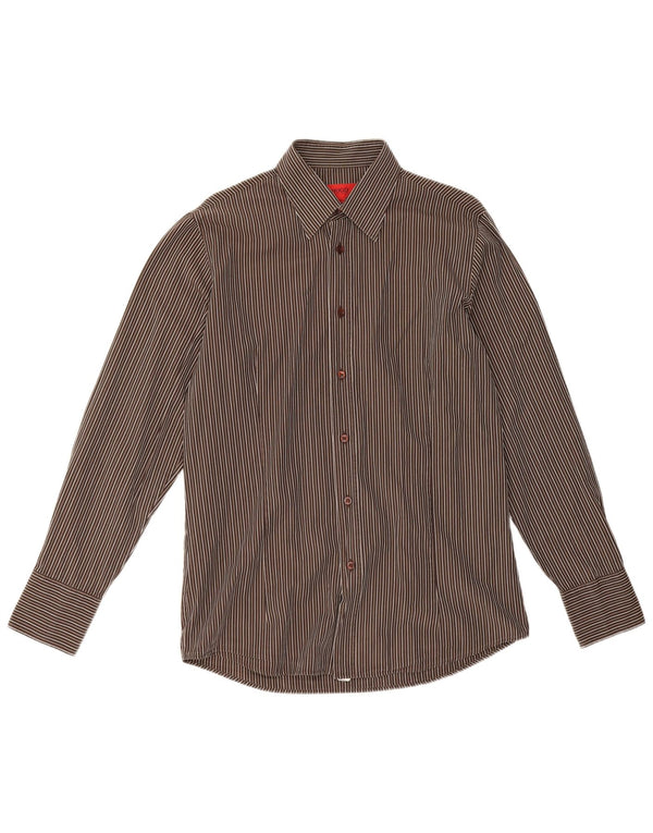 Camisas HUGO BOSS Hombre | Camisa de algodón con rayas diplomáticas marrón medio