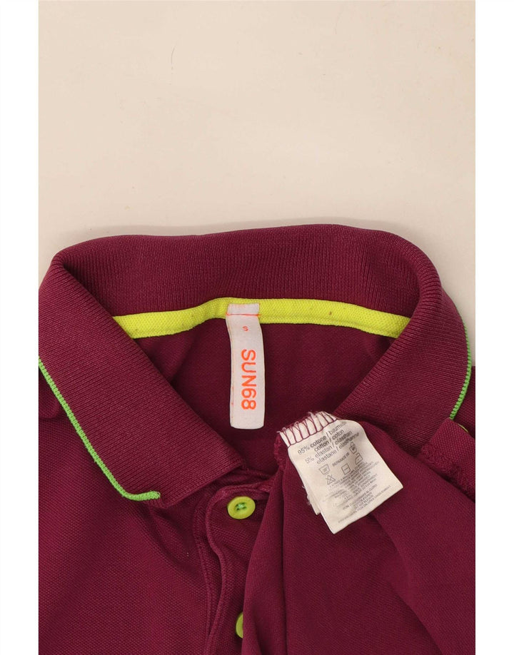 Polo Sun68 para hombre de algodón con bloques de color morado pequeño