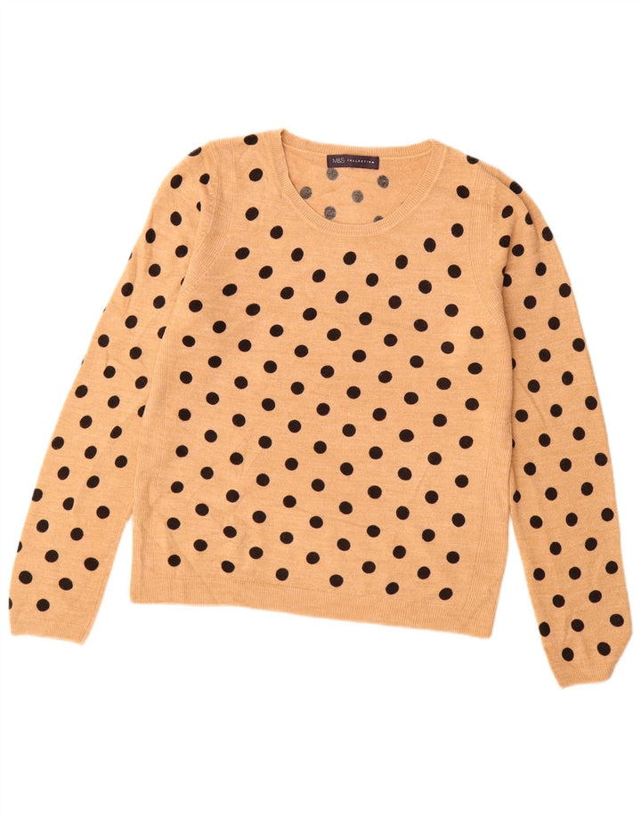 MARKS & SPENCER Suéter tipo jersey con cuello barco para mujer UK 10 Small Beige