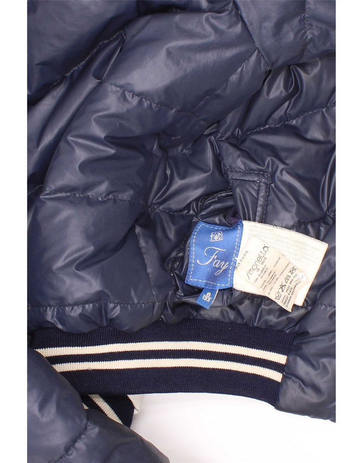 Fay Chaqueta Acolchada Reversible con Capucha para Niños 7-8 Años Azul Marino Rayas