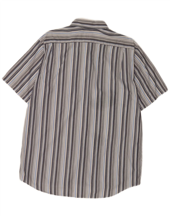 Camisa Lacoste Hombre Manga Corta Talla 42 Grande Algodón Rayas Gris