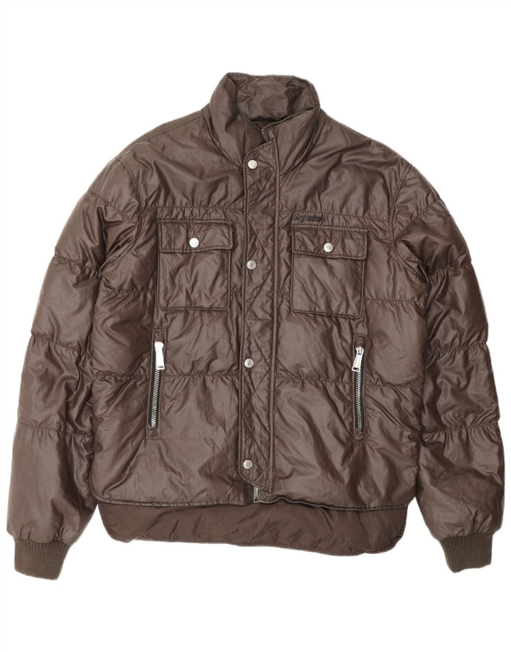 Dsquared Chaqueta acolchada con cremallera para hombre IT 48 Medium Brown Diseñador
