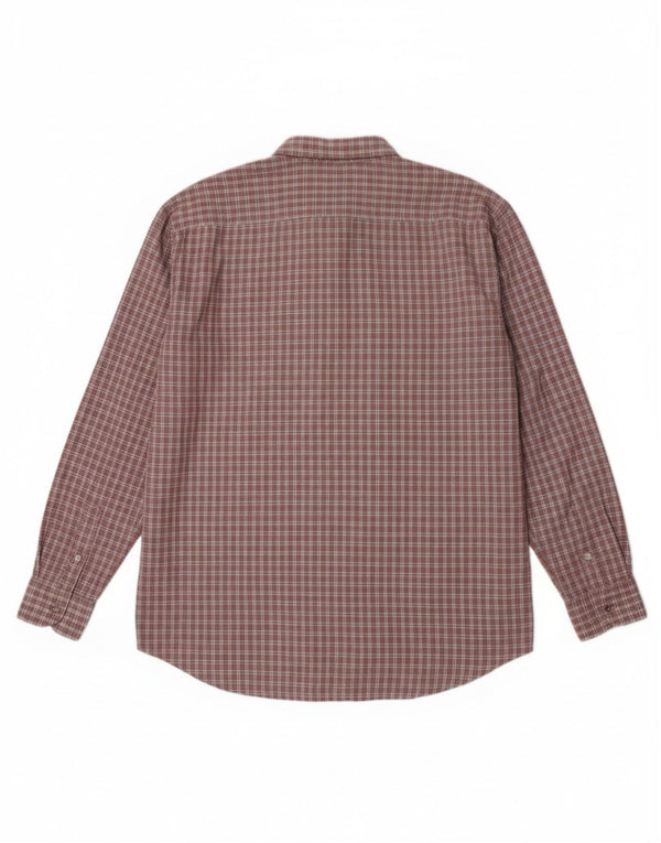 Harmont & Blaine Camisa de corte estrecho para hombre 3XL Algodón a cuadros burdeos