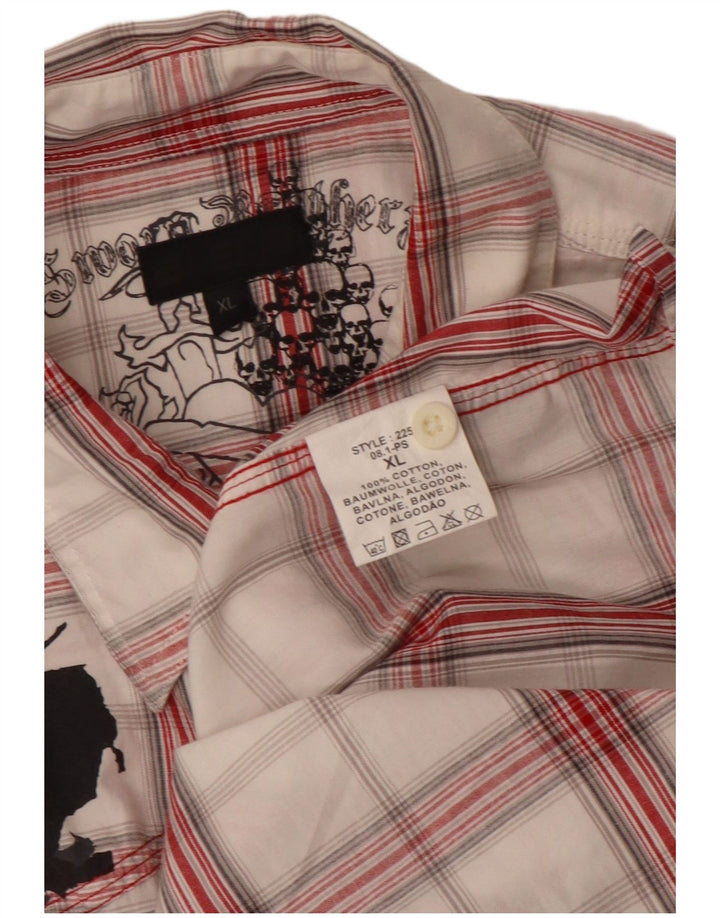 Blend Camisa gráfica de manga corta para hombre XL Algodón a cuadros rojos