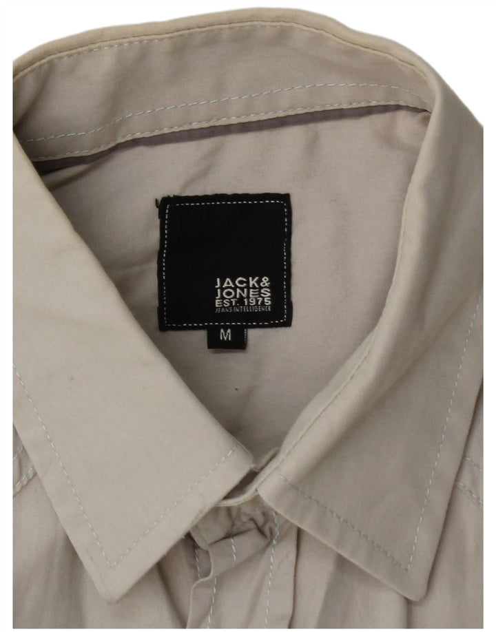 JACK & JONES Camisa Manga Corta Hombre Algodón Gris Medio