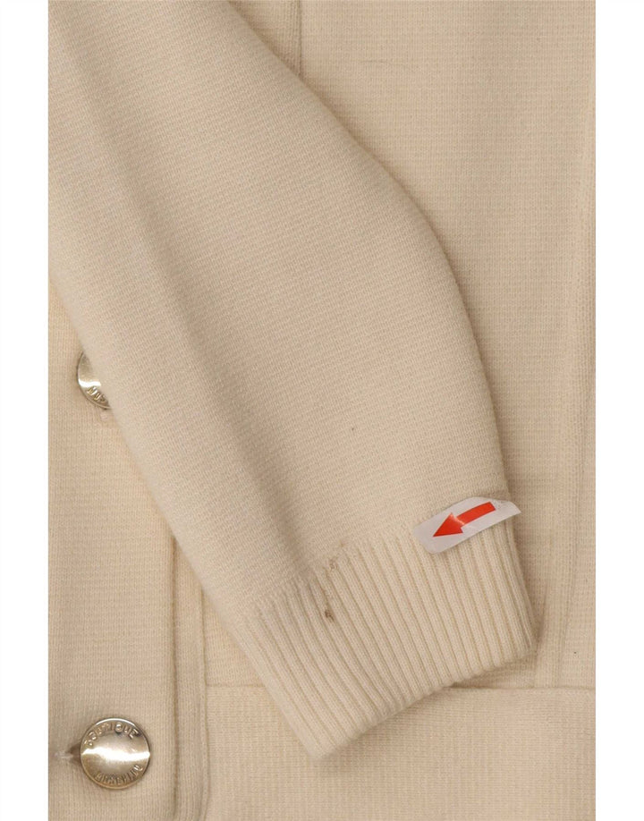 Moschino Cárdigan para Mujer UK 8 Small Off White Wool
