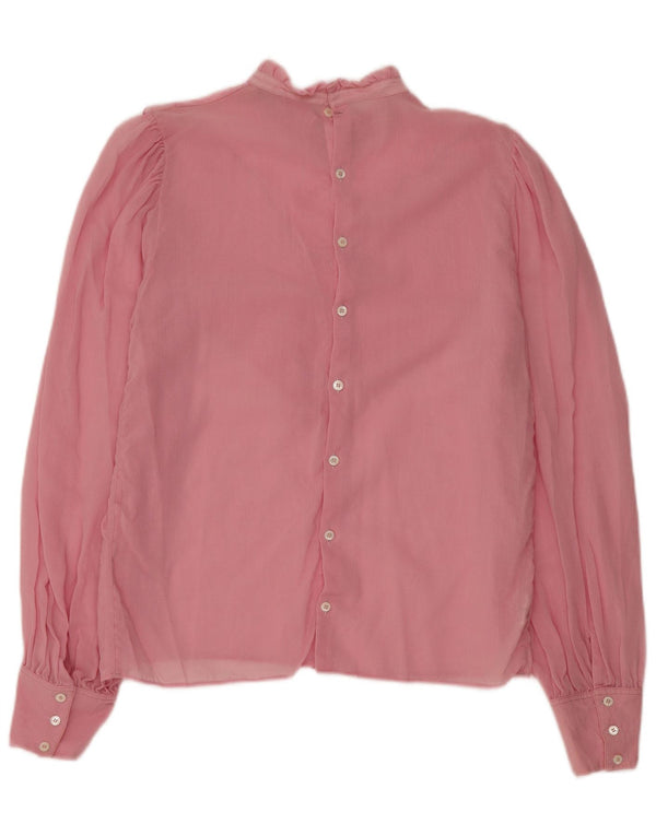 Vintage mujer manga larga blusa Top Reino Unido 14 lana rosa mediana