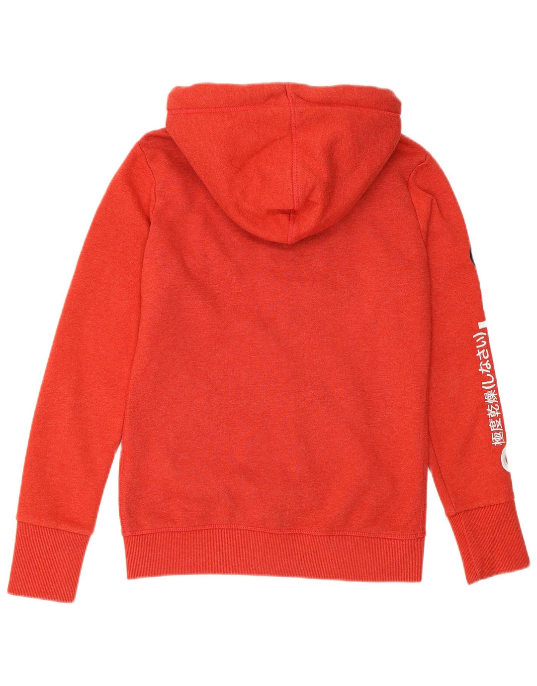 SUPERDRY Suéter con capucha y cremallera gráfica para mujer UK 8 Small Orange Cotton