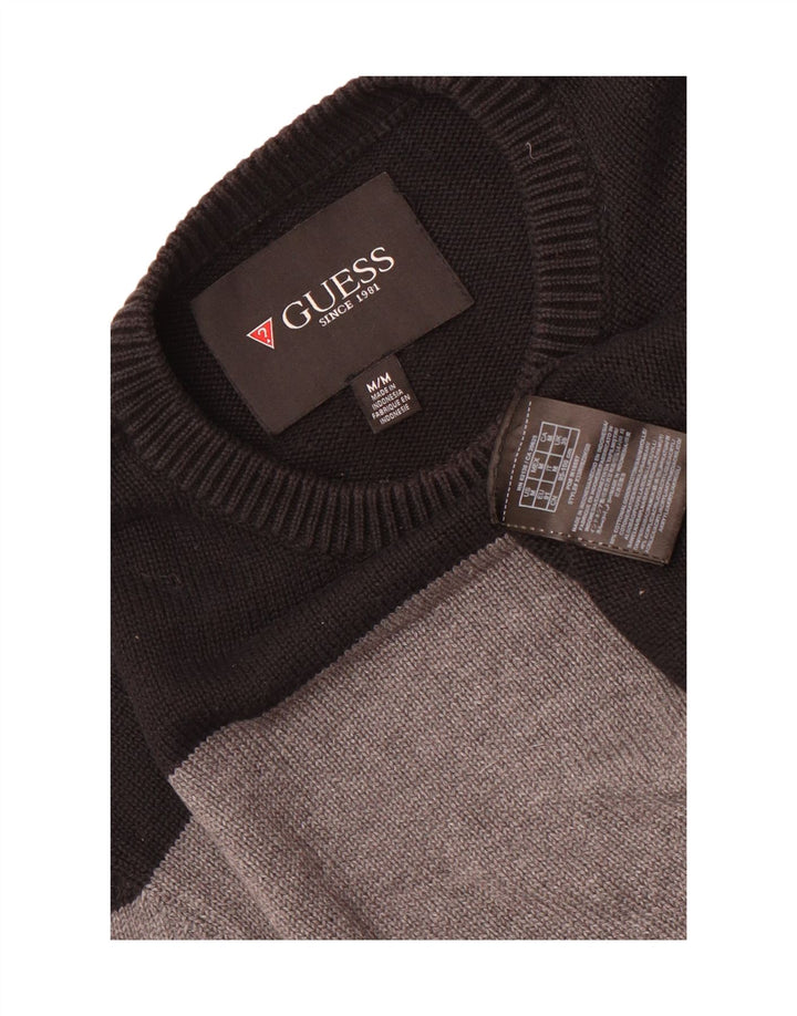 Guess Jersey Con Cuello Redondo De Algodón Color Block Medium Negro Hombre