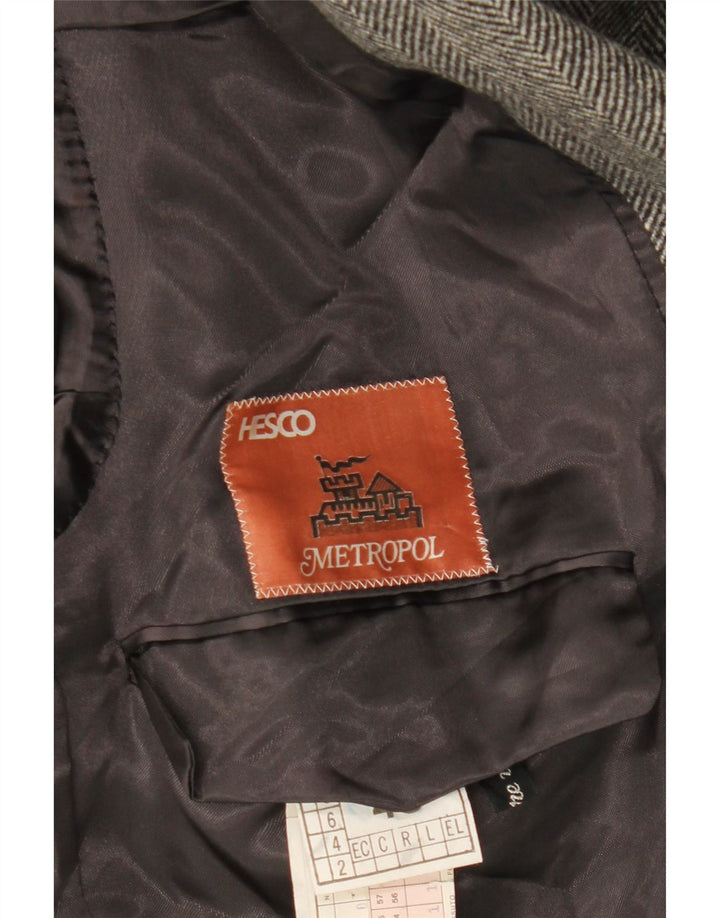 Abrigo vintage para hombre IT 48 Lana de espiga gris medio