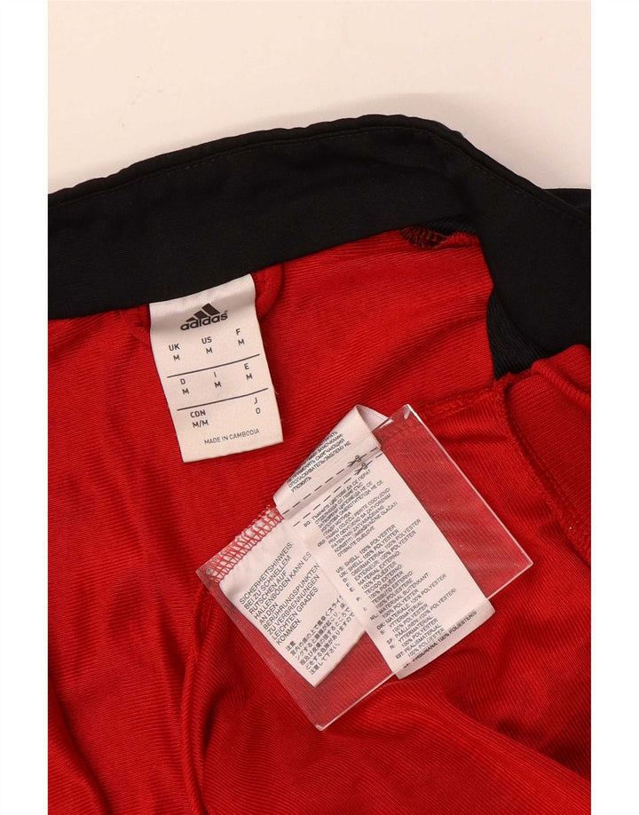 Adidas Hombre Chándal Top Chaqueta Medio Rojo Colorblock Poliéster