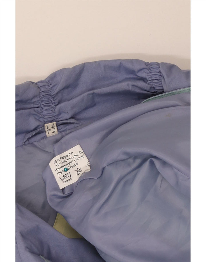 Vintage mujer gabardina Reino Unido 12 medio verde colorblock poliéster
