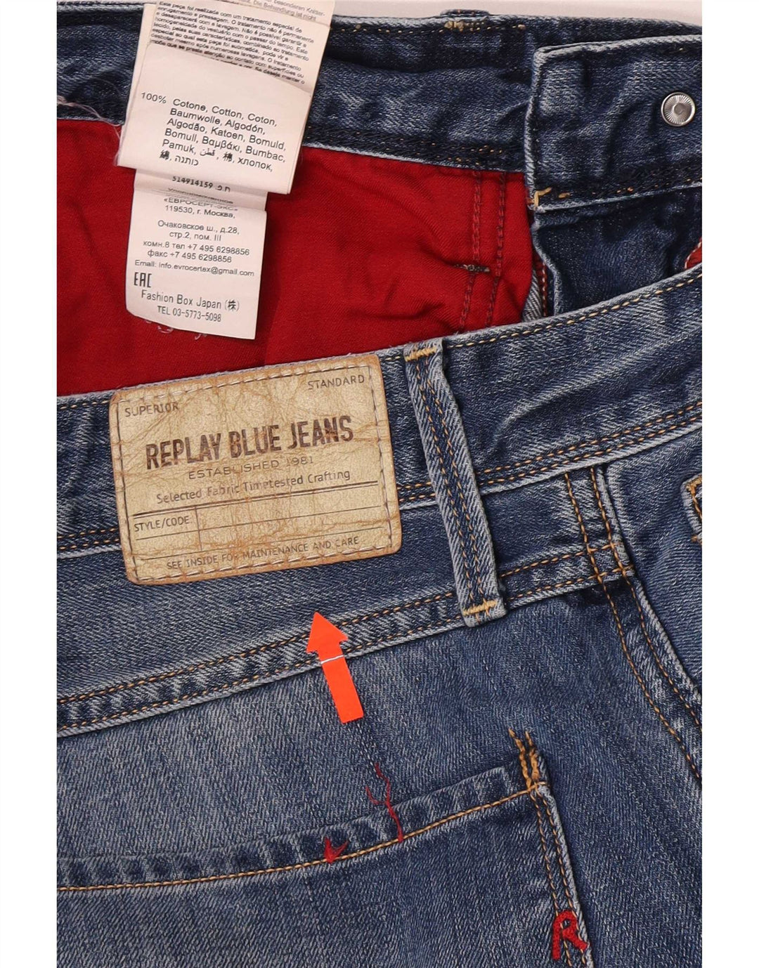Vaqueros ajustados para hombre Replay W32 L32 Algodón azul