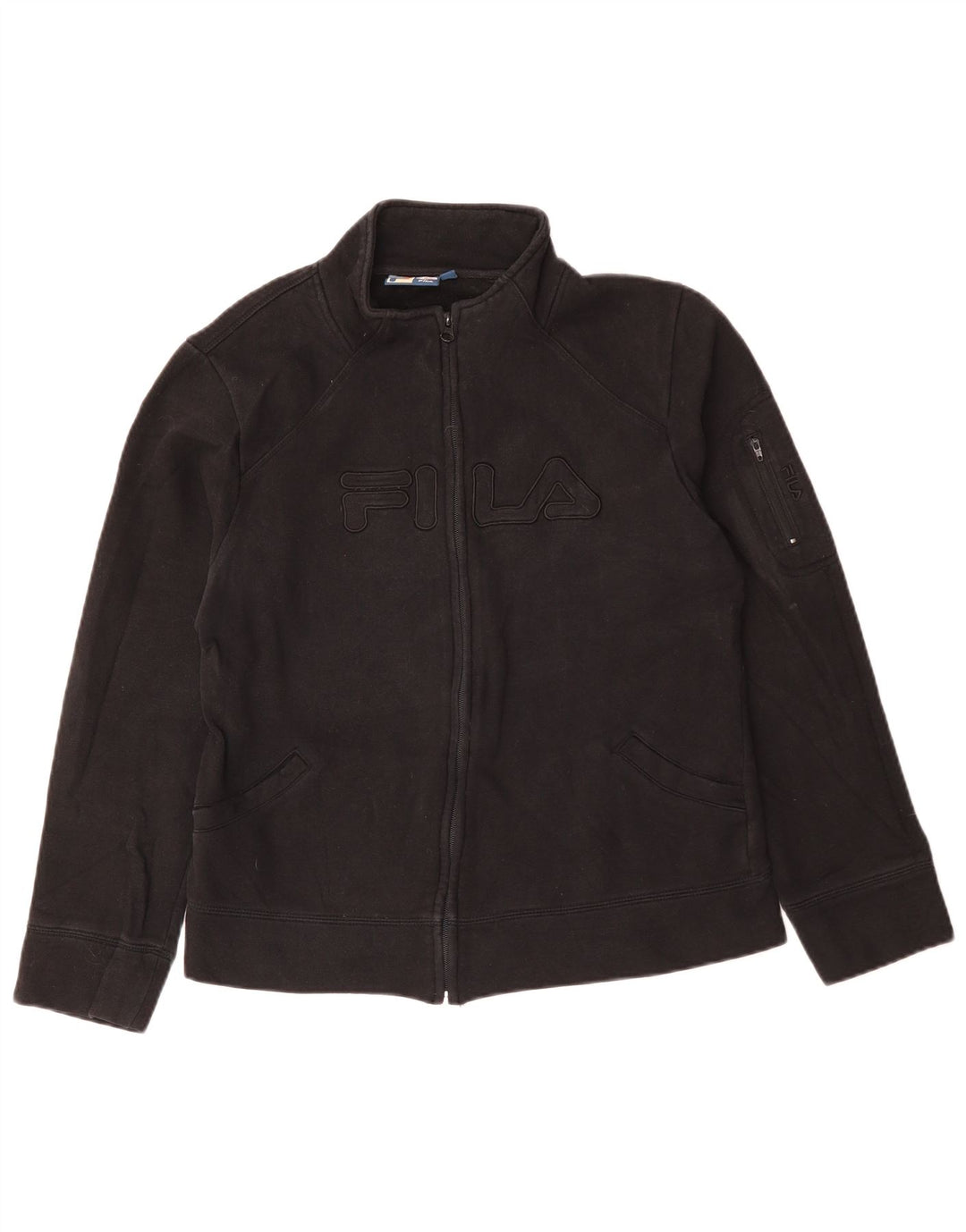 FILA Chaqueta de chándal gráfica para mujer Reino Unido 40 Grande Algodón negro