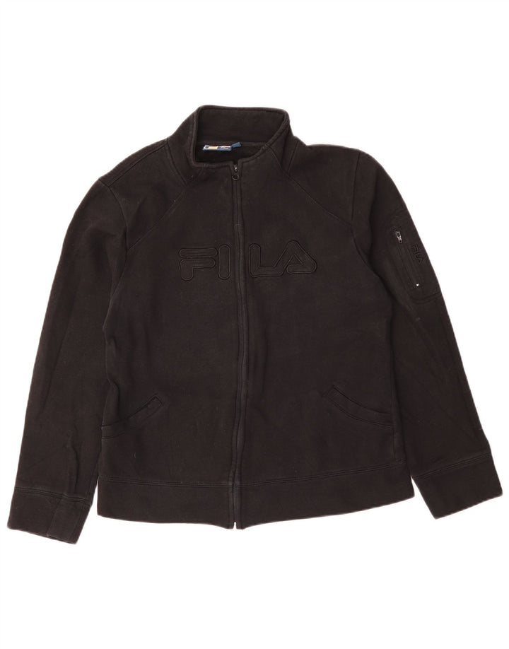 FILA Chaqueta de chándal gráfica para mujer Reino Unido 40 Grande Algodón negro
