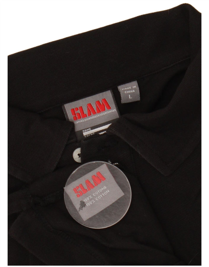 Slam - Polo para hombre, talla grande, algodón negro
