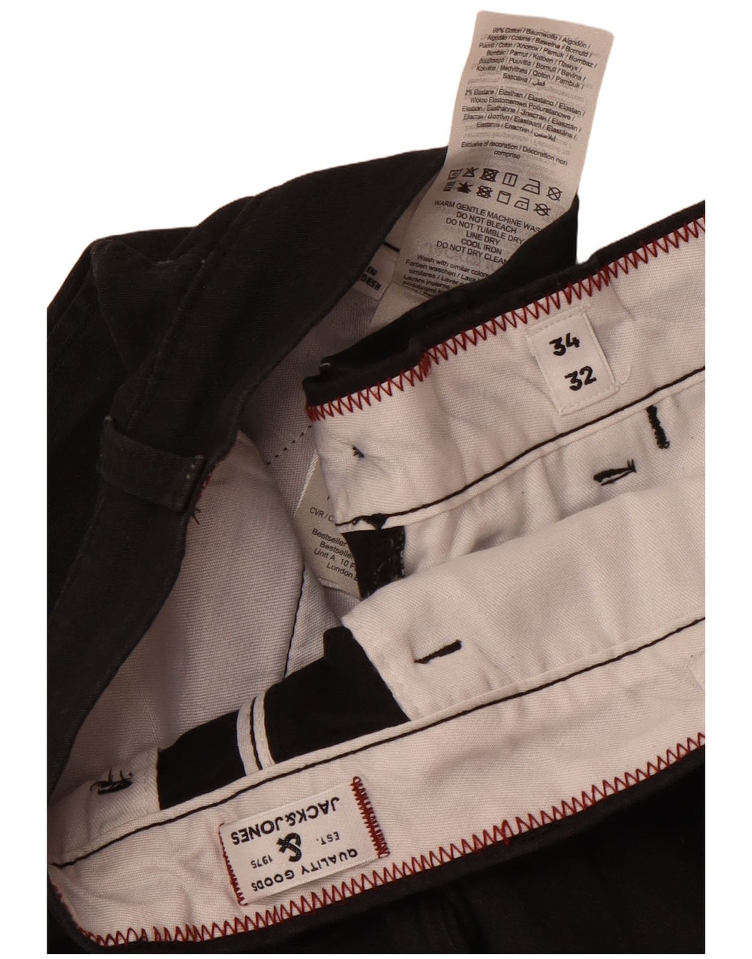 Jack & Jones Mens Slim Chino Pantalones W34 L32 Algodón Negro