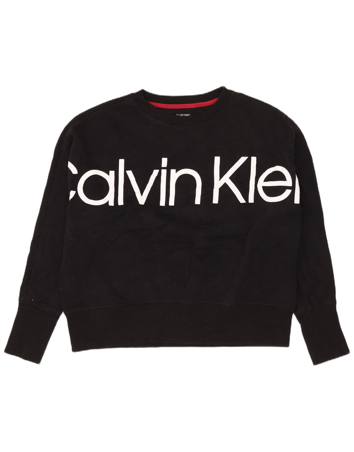 Calvin Klein Sudadera de gran tamaño con gráfico para mujer UK 14 Medium Black