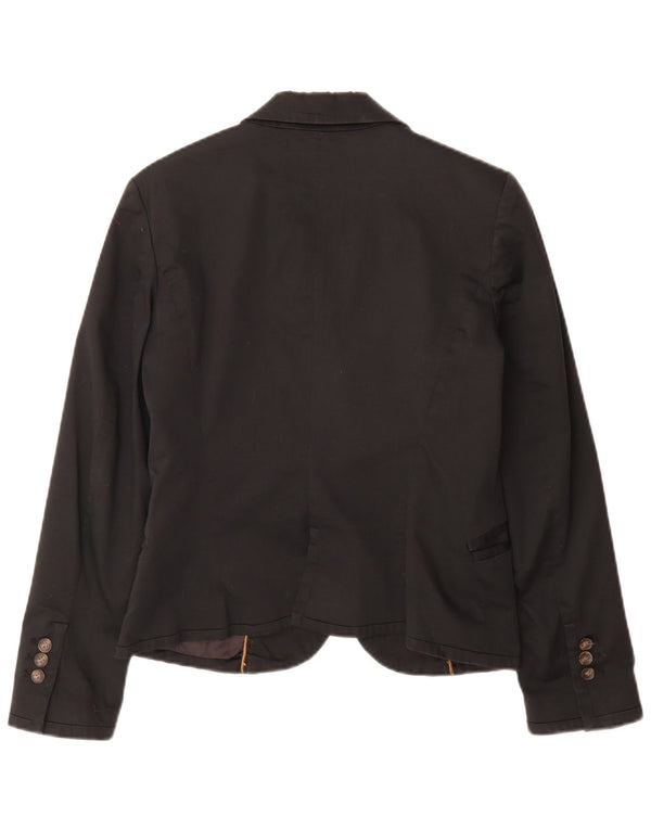 Zara Chaqueta Blazer De 2 Botones para Mujer UK 44 Grande Algodón Negro