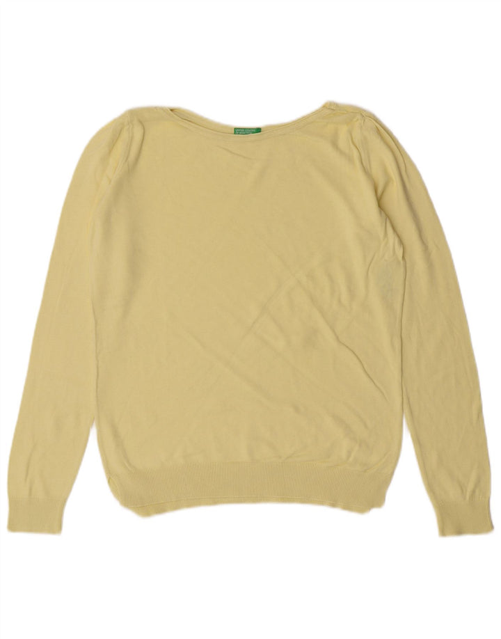 Benetton Jersey Con Cuello Barco Para Mujer UK 42 Algodón Amarillo Medio Clásico