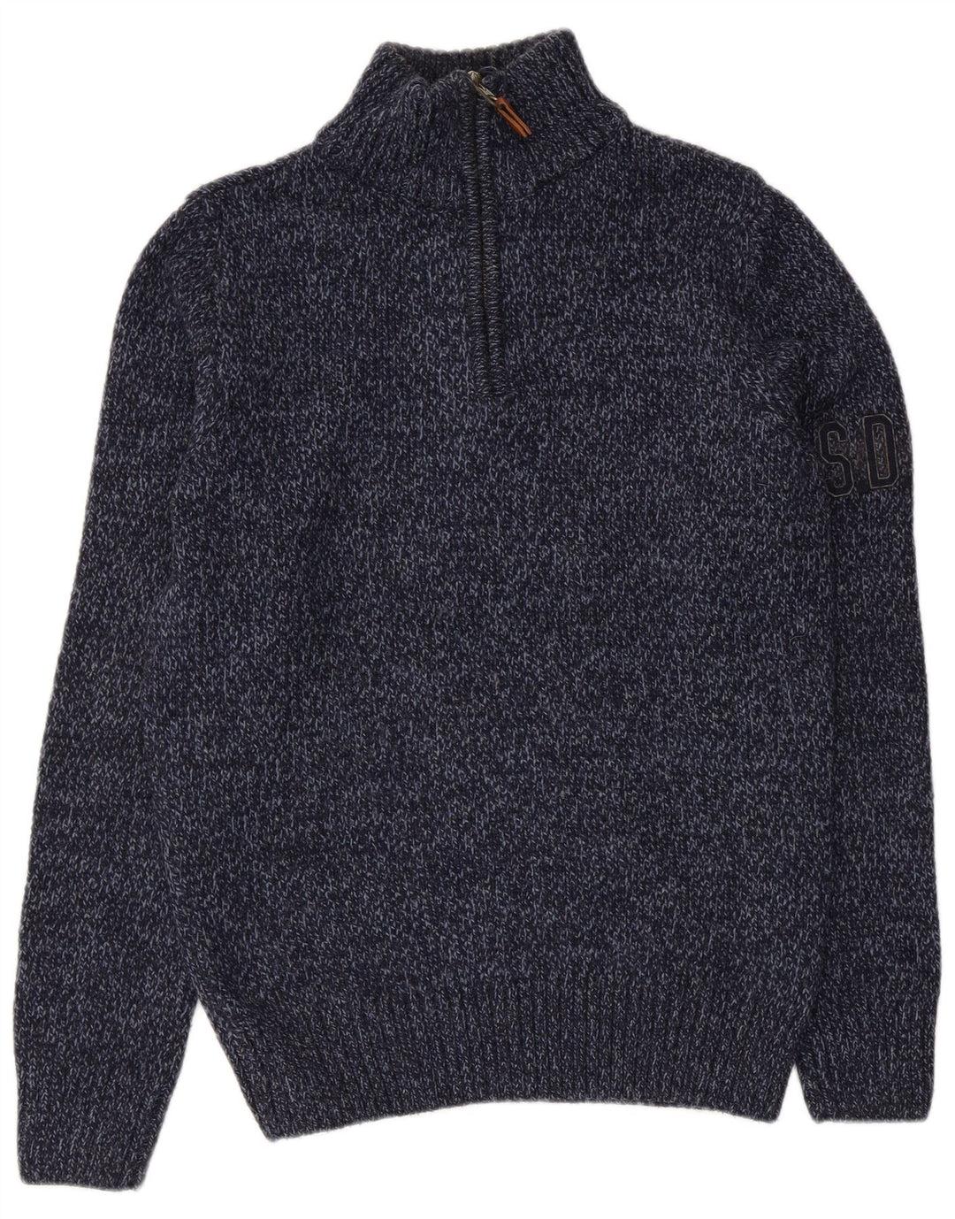 Superdry Suéter tipo jersey con cremallera en el cuello para mujer, Reino Unido 44, mediano, azul marino moteado