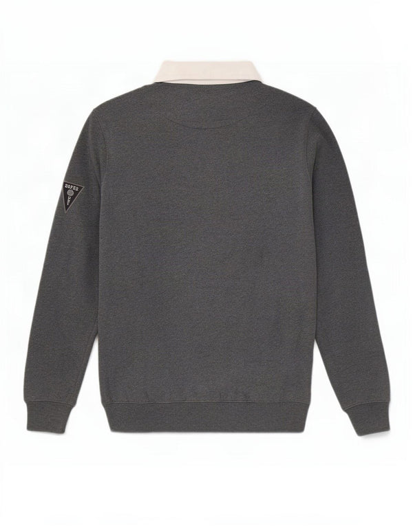 Superdry Sudadera con cuello tipo polo para hombre, jersey de algodón color block en gris pequeño