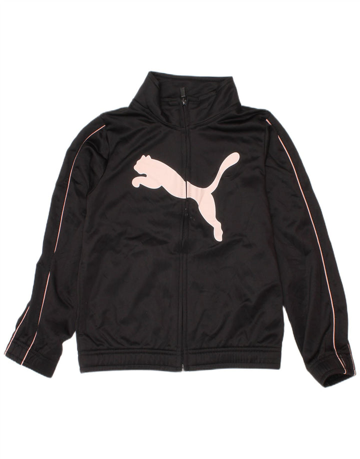 Puma - Chaqueta de chándal gráfica para niña (5-6 años), color negro