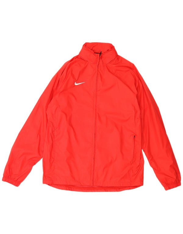 Nike - Chaqueta impermeable con capucha para hombre, nailon rojo, talla 40, talla grande
