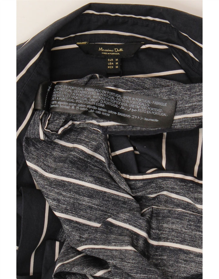 MASSIMO DUTTI Cárdigan para mujer UK 44 Medio Algodón a rayas azul marino