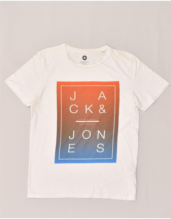 JACK & JONES Mens Graphic T-Shirt Top Small White Cotton | Vintage Jack & Jones | Thrift | Second-Hand Jack & Jones | Used Clothing | Messina Hembry 