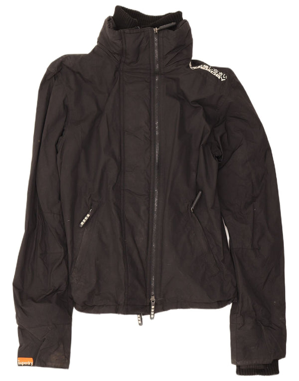Superdry Chaqueta impermeable para hombre, talla 36, nailon negro pequeño