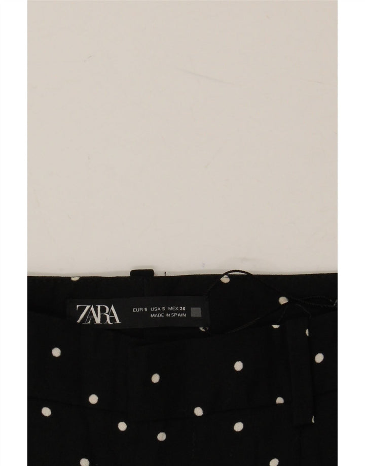 Zara Mujer Pantalones Harem Pequeño W26 L26 Lunares Negros