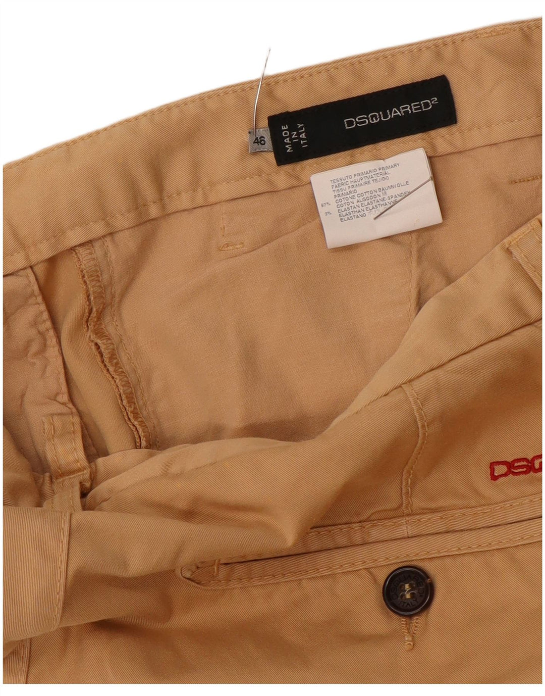 Dsquared2 Pantalones chinos ajustados para mujer IT 46 Large W32 L32 Algodón beige