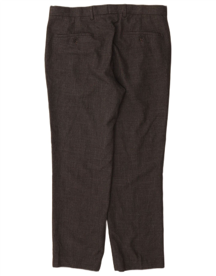 MARKS & SPENCER Mens Straight Suit Trousers W34 L29 Grey Polyester