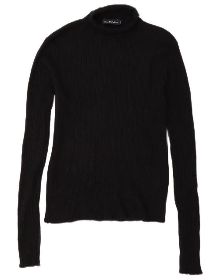 Zara Blusa con cuello vuelto para mujer UK 40 Medium Black