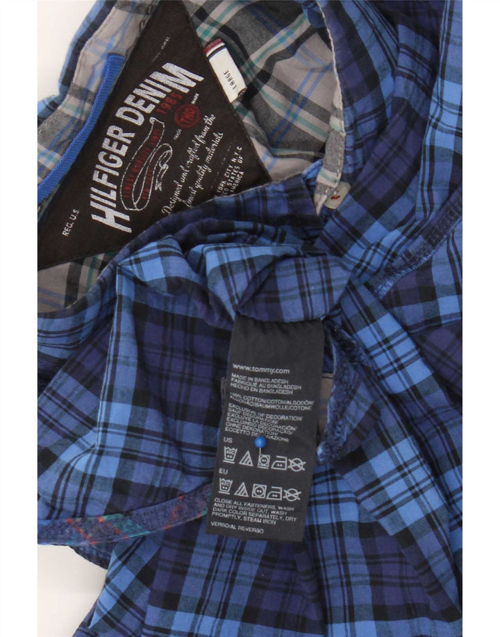 Camisa Tommy Hilfiger para hombre de algodón a cuadros azules grandes