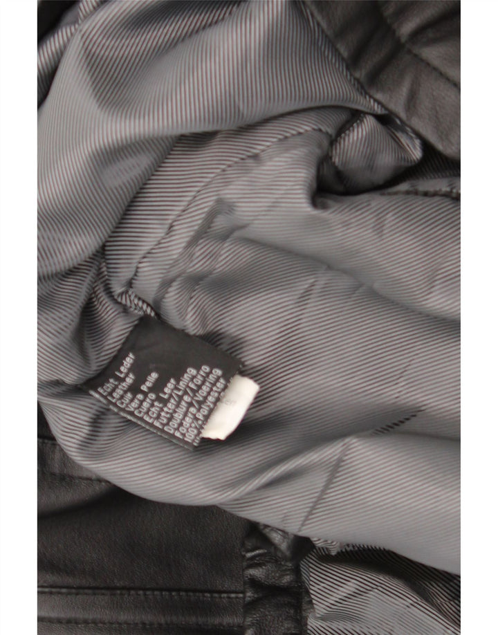 Vintage hombres cuero abrigo Reino Unido 44 2XL negro