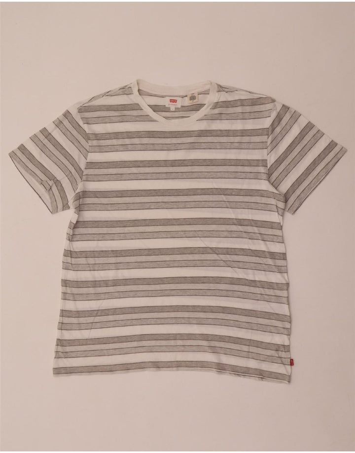 Levi's Camiseta para hombre Top Large de algodón a rayas grises