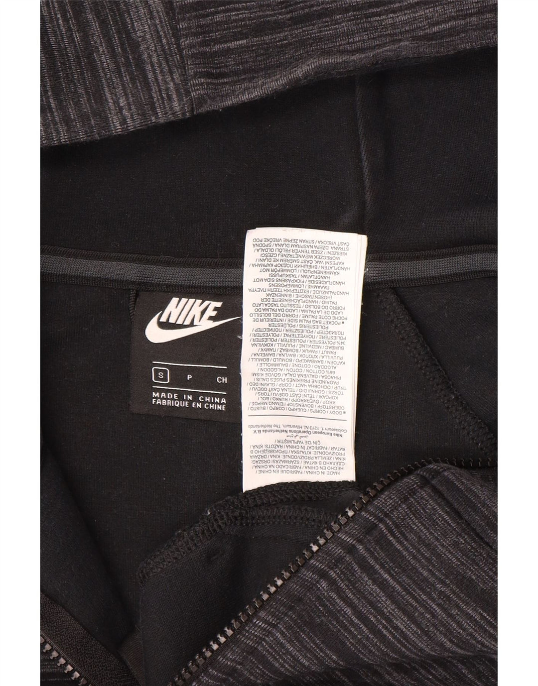 Nike Sudadera con capucha y cremallera para hombre, talla pequeña, algodón moteado gris