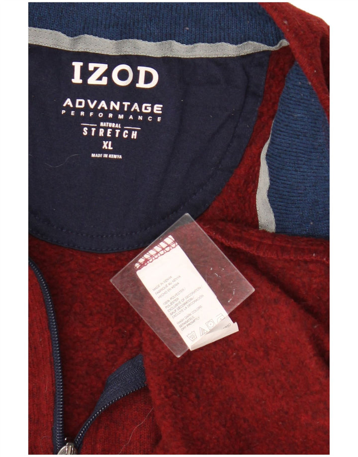 Izod Hombre Sudadera Con Cremallera Y Cuello Jumper XL Poliéster Moteado Rojo