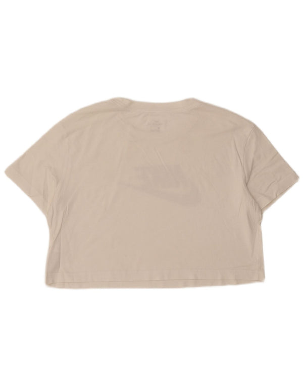 NIKE Womens Crop Graphic T-Shirt Top UK 14 Medium White Cotton