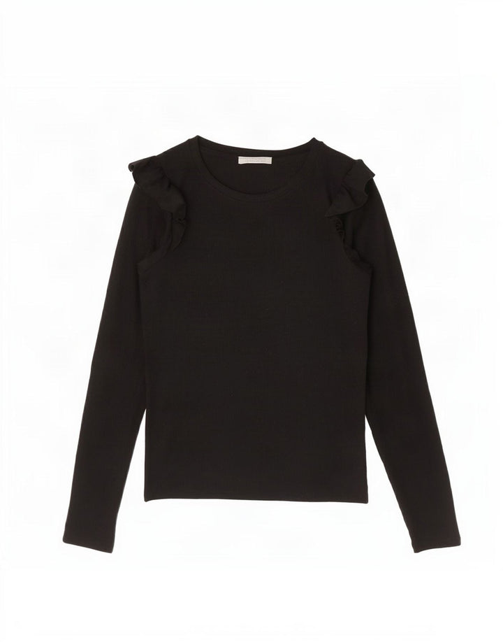 Zara Mujer Trafaluc Top Manga Larga UK 42 Medium Negro
