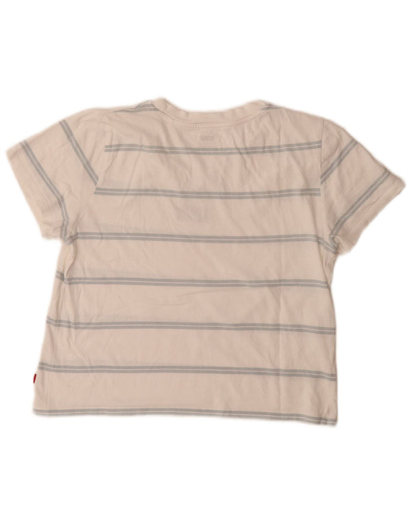 Levi's Camiseta corta gráfica para mujer UK 10 Small White Stripes