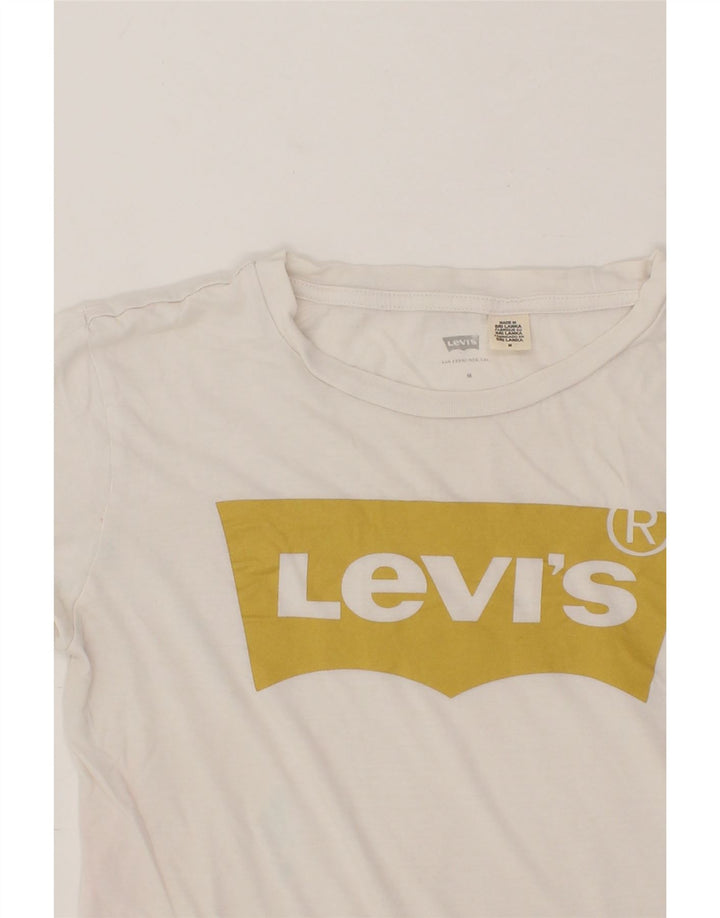LEVI'S Womens Graphic T-Shirt Top UK 12 Medium White Cotton Vintage Levi's and Second-Hand Levi's from Messina Hembry 