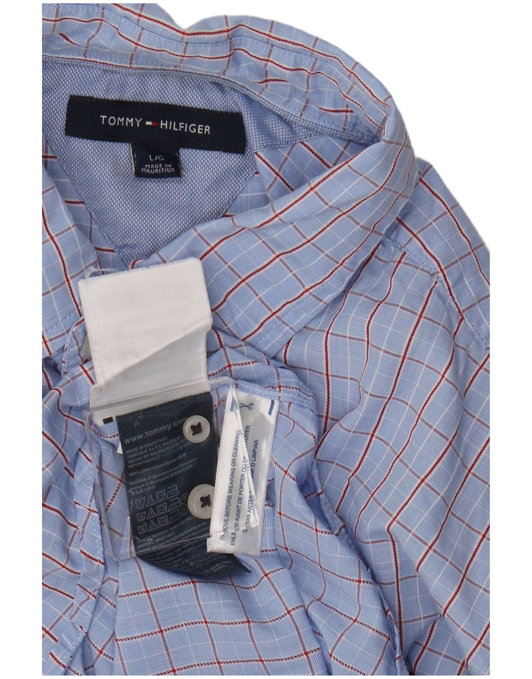 Camisa Tommy Hilfiger para hombre de algodón a cuadros azules grandes