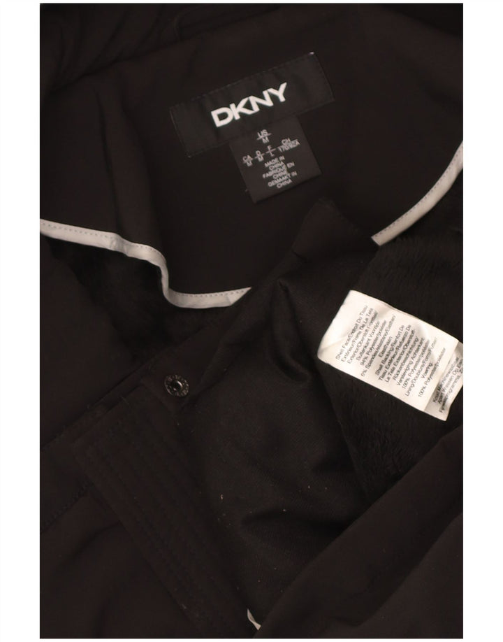 Dkny Parka con capucha para mujer UK 12 Mediana Poliéster negro